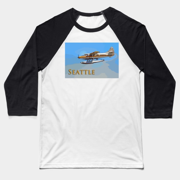 Seattle Seaplane landing Baseball T-Shirt by WelshDesigns